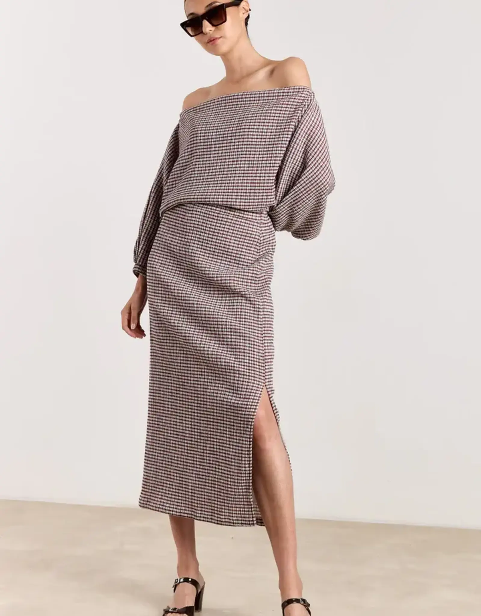 Studio Clique Celena Seersucker Checks Cranberry/light grey