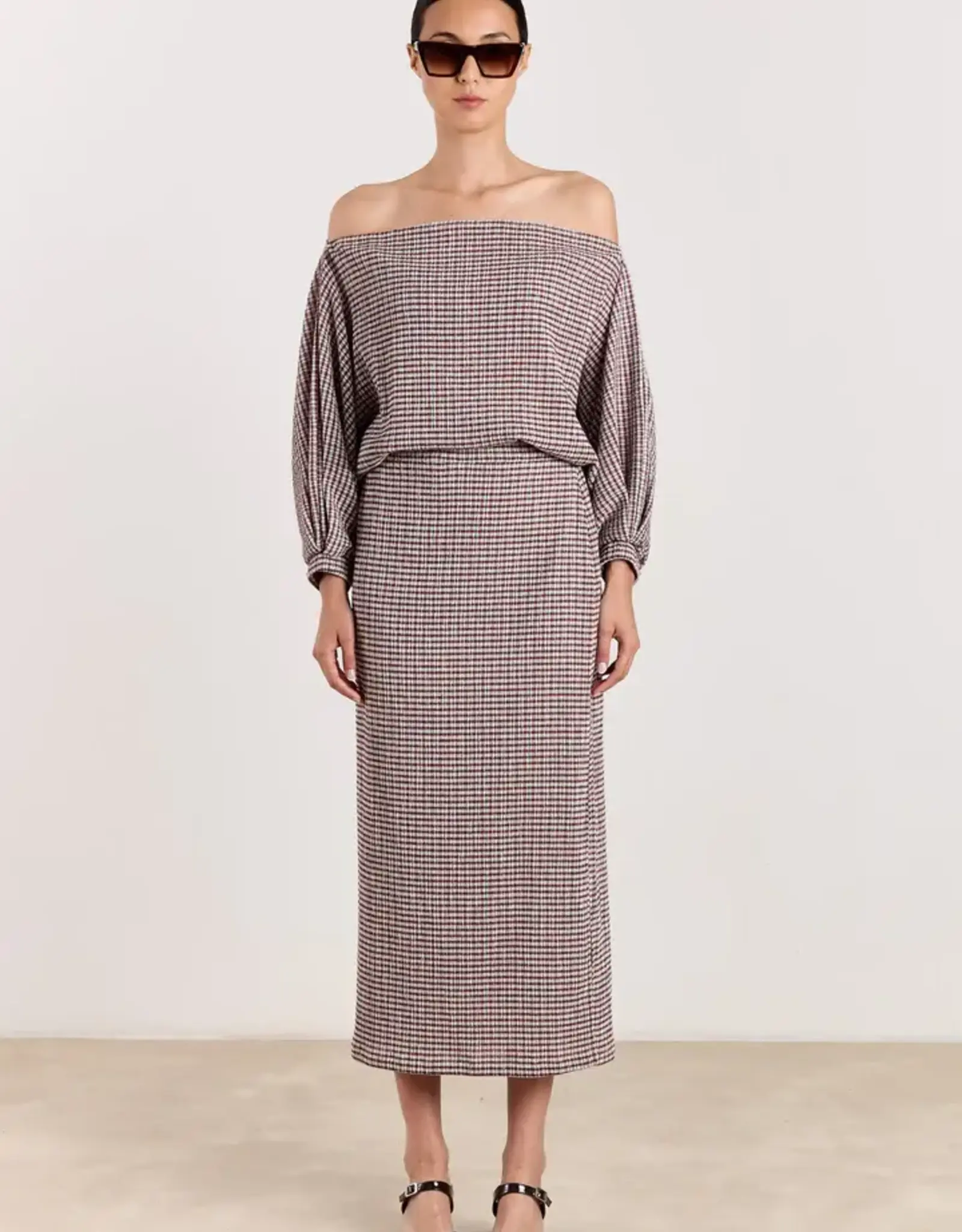 Studio Clique Celena Seersucker Checks Cranberry/light grey