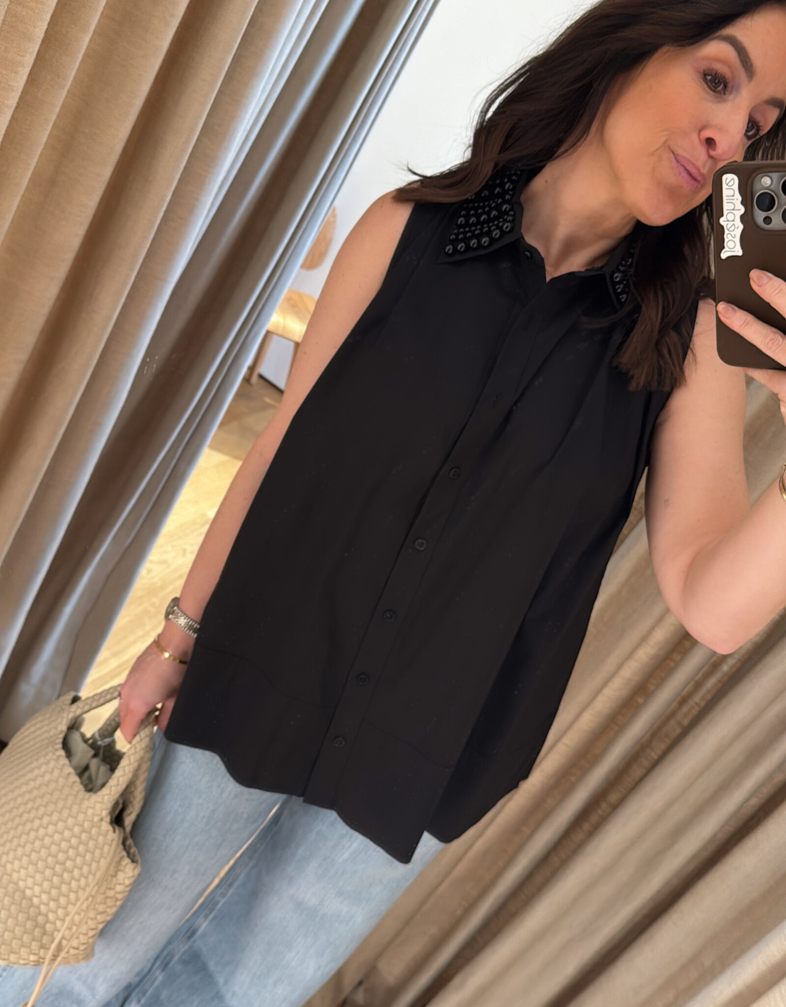Isabelle Blanche Blouse Black Pearls