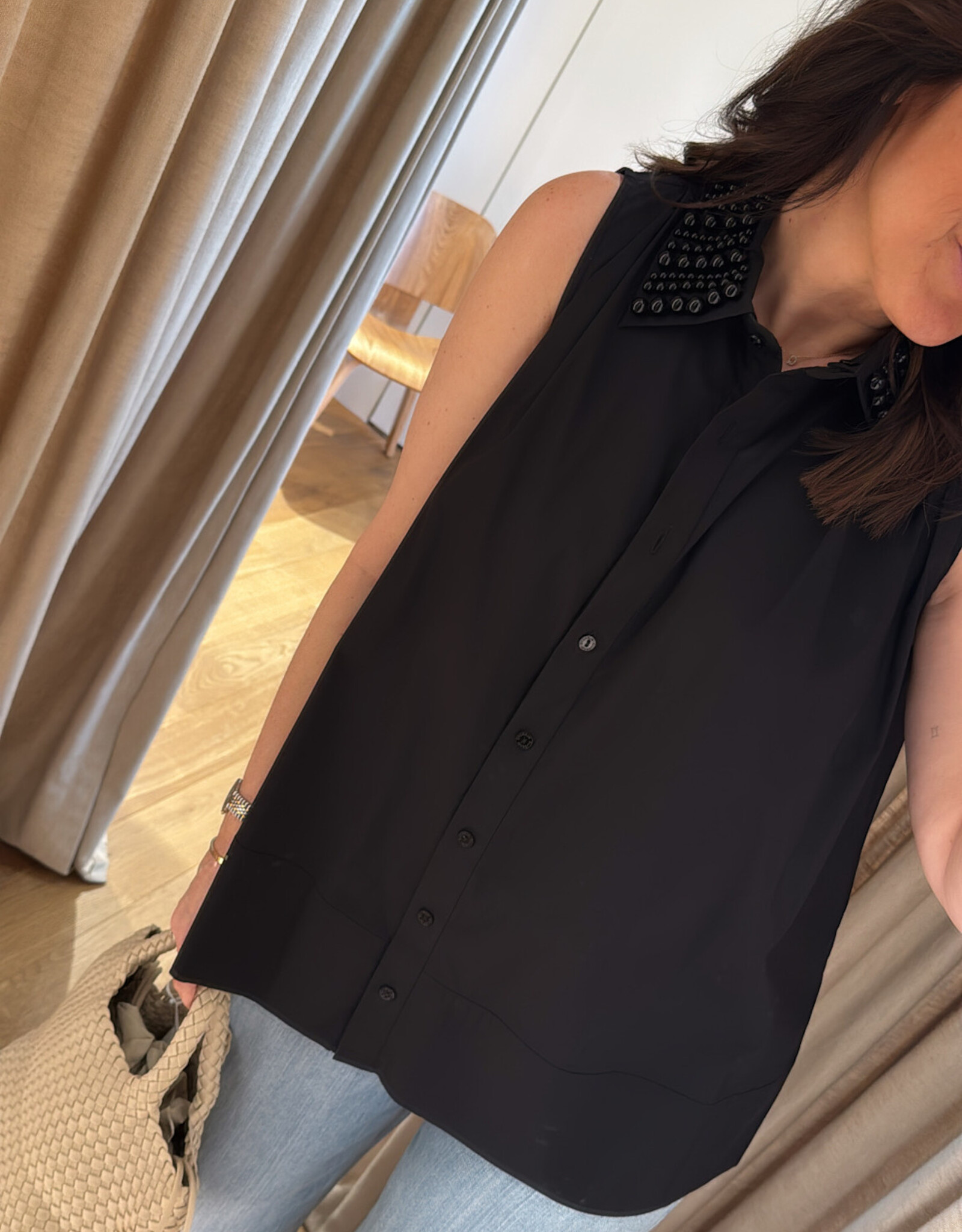 Isabelle Blanche Blouse Black Pearls