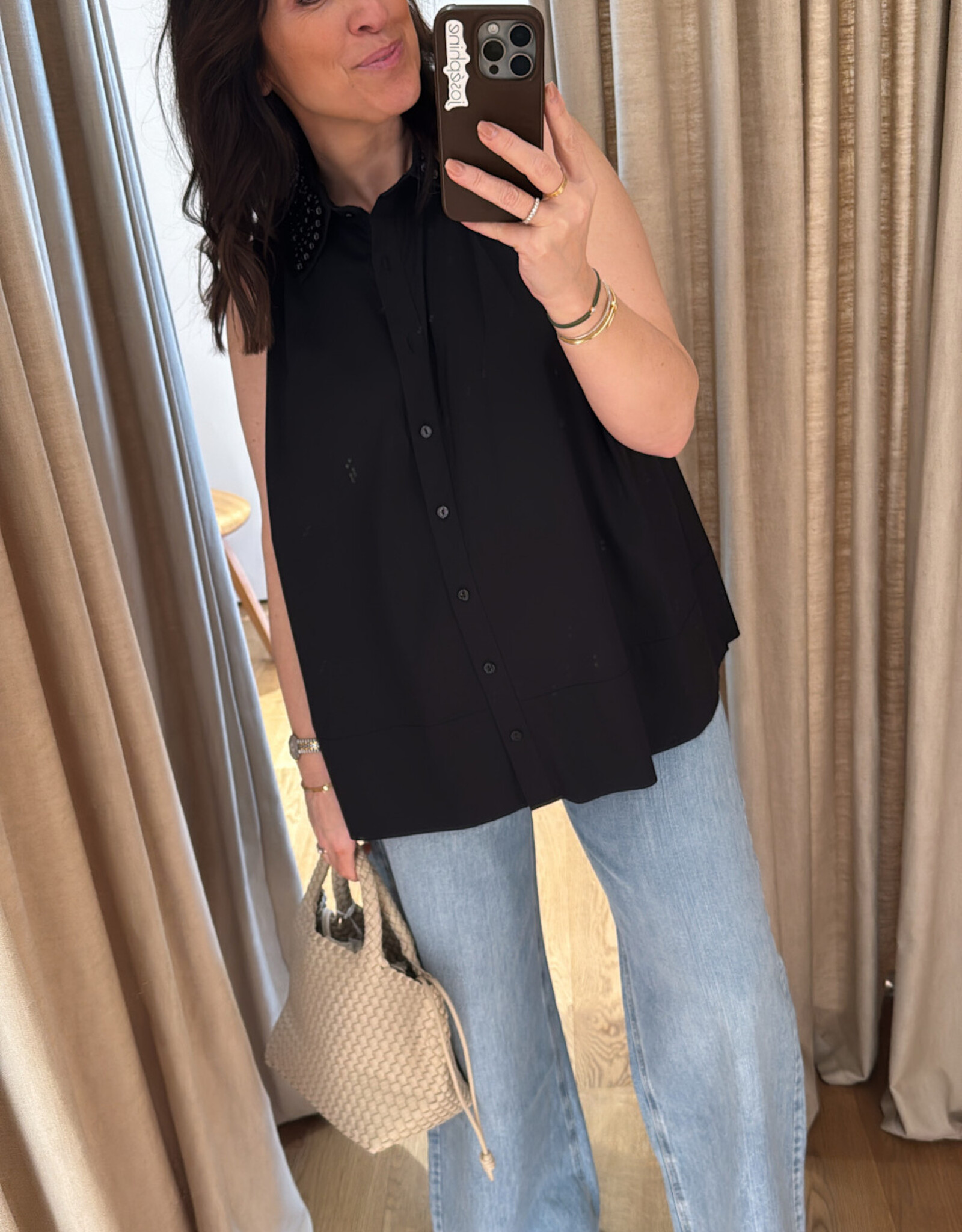 Isabelle Blanche Blouse Black Pearls