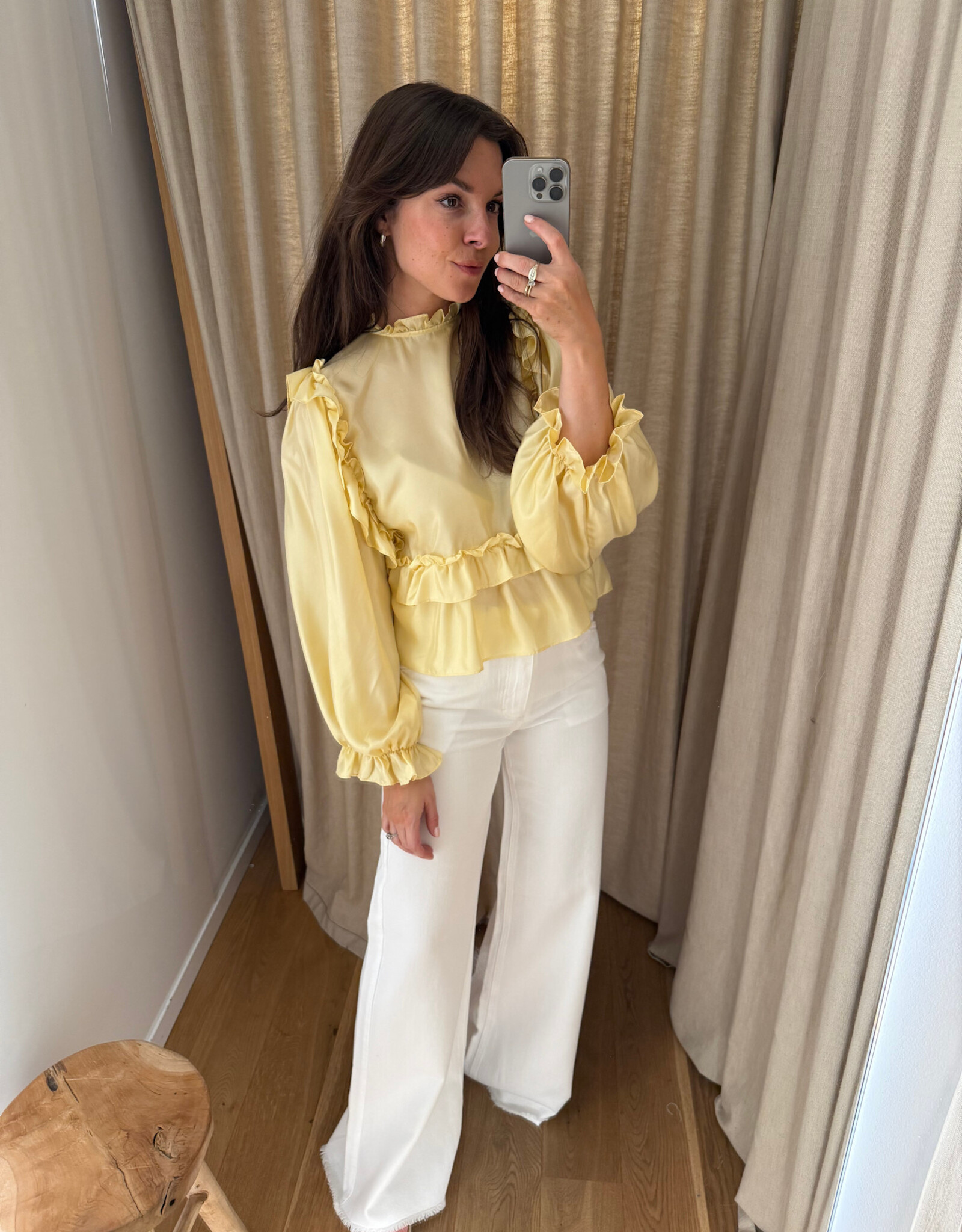 Stella Nova Loose Frilled Blouse Soft Yellow