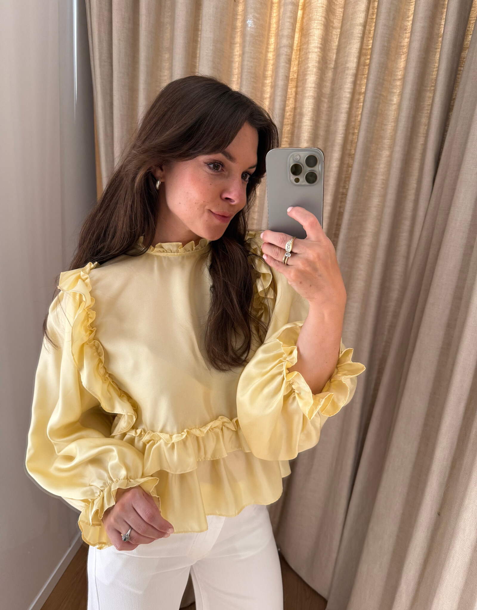 Stella Nova Loose Frilled Blouse Soft Yellow