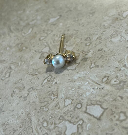 Bobby Rose Pearl 2 stones Stud White Gold