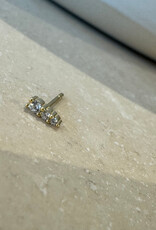 Bobby Rose 3 Stones Stud White Gold