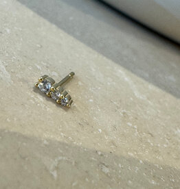 Bobby Rose 3 Stones Stud White Gold