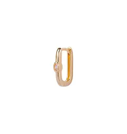 Bobby Rose Oval Hoop White Stone Gold