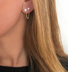 Bobby Rose Double Diamond Chain Stud Gold