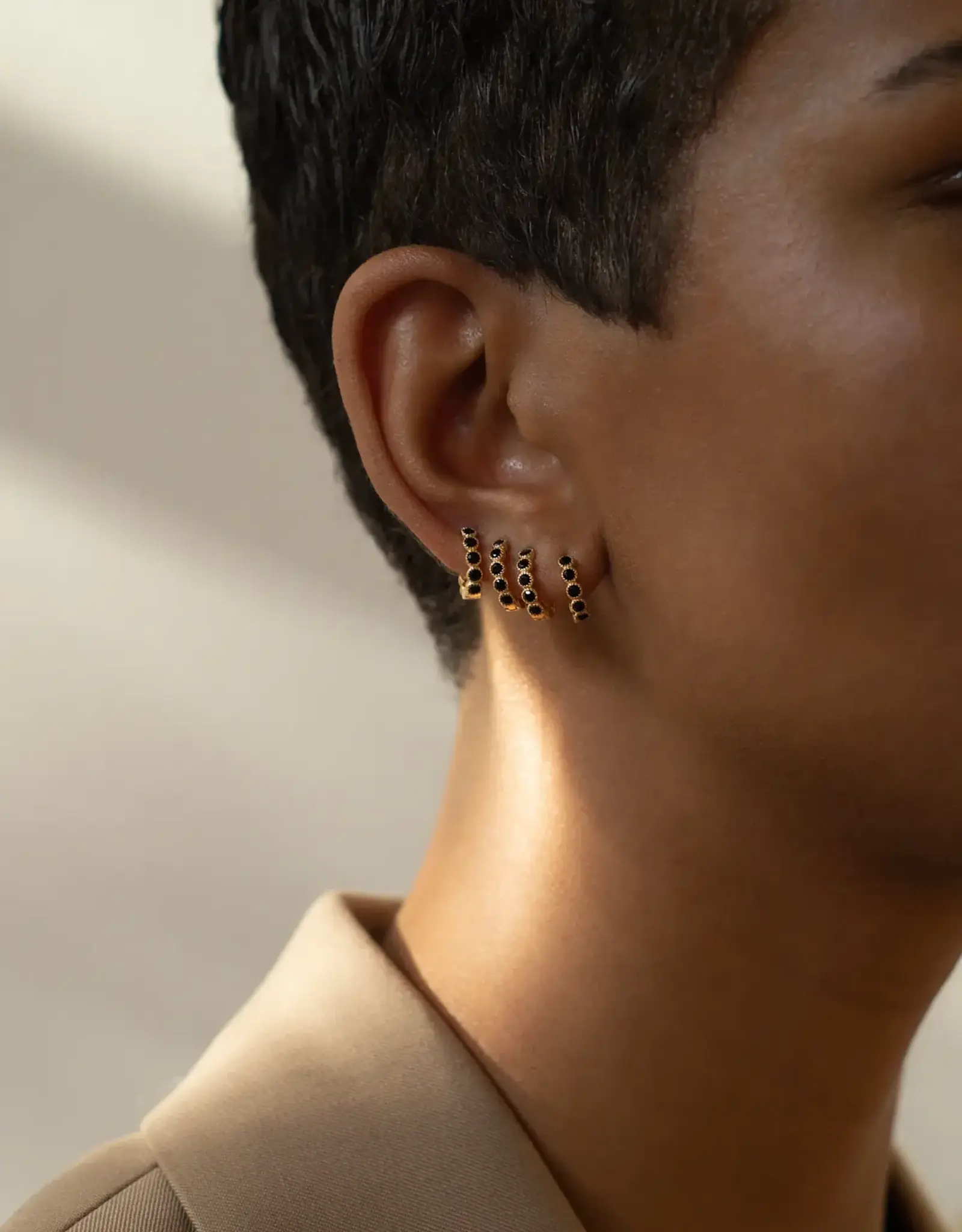 Bobby Rose Black Swarovski Hoop Gold