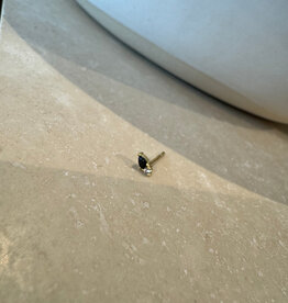 Bobby Rose Oval Stud White Black Gold