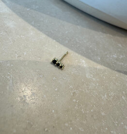 Bobby Rose 3 Stones Stud Black Gold