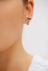 Bobby Rose Oval Stud White Black Gold