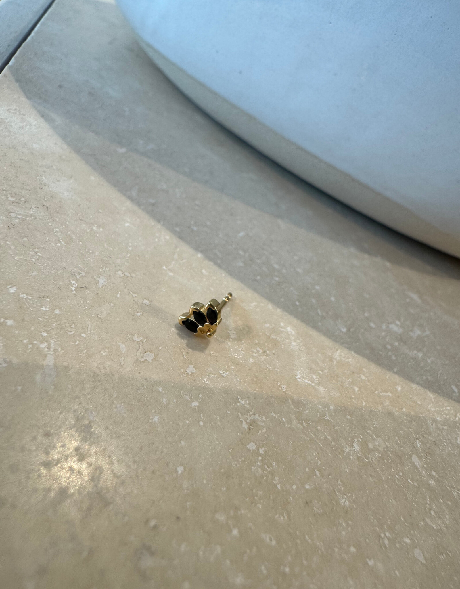 Bobby Rose Flower Stud Black Gold