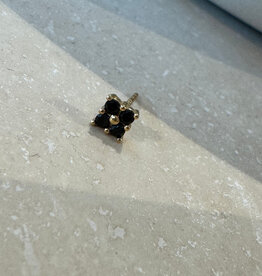 Bobby Rose Square Stones Stud Black Gold