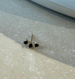 Bobby Rose 3 Big Stones Stud Black Gold