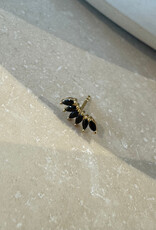 Bobby Rose Big Flower Black Stud Gold