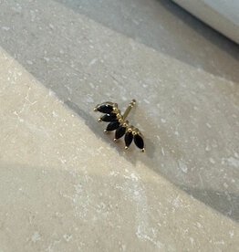 Bobby Rose Big Flower Black Stud Gold