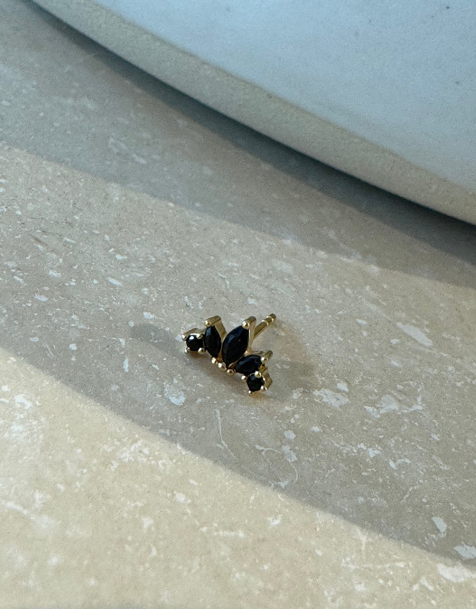 Bobby Rose Crown Black Stud Gold