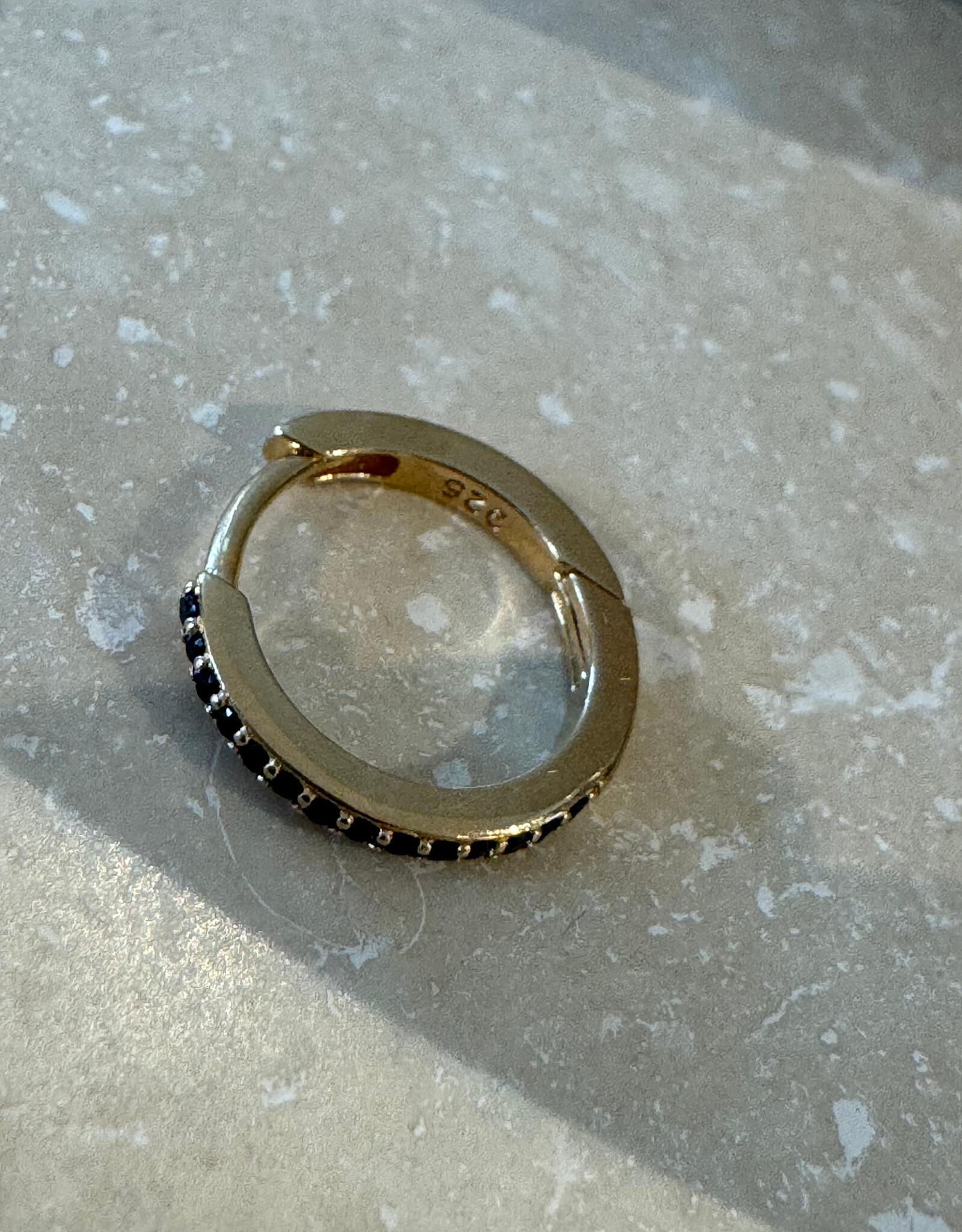 Bobby Rose Big Hoop Black Stone Gold