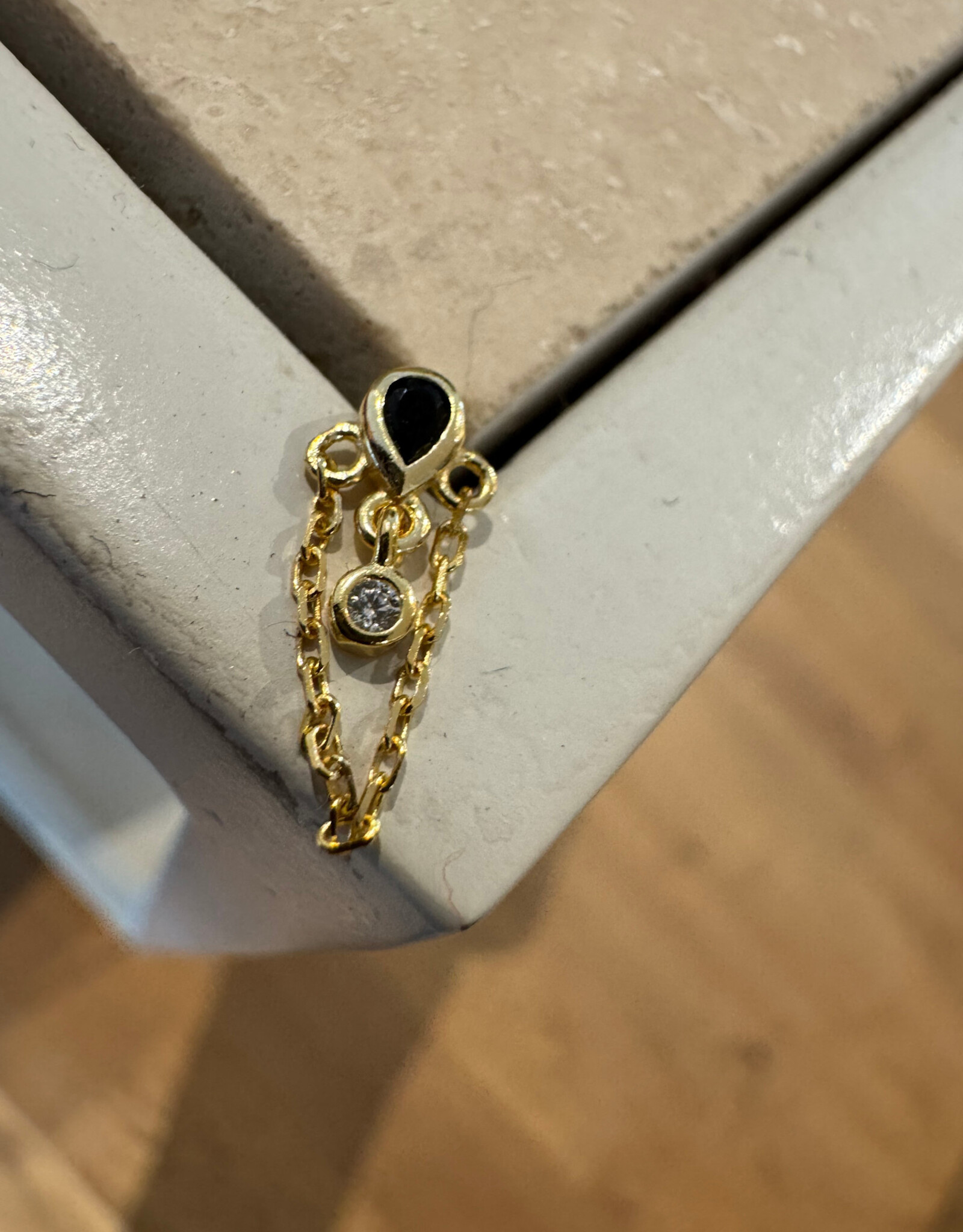 Bobby Rose Chain Black White Stud Gold