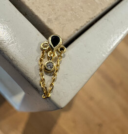 Bobby Rose Chain Black White Stud Gold