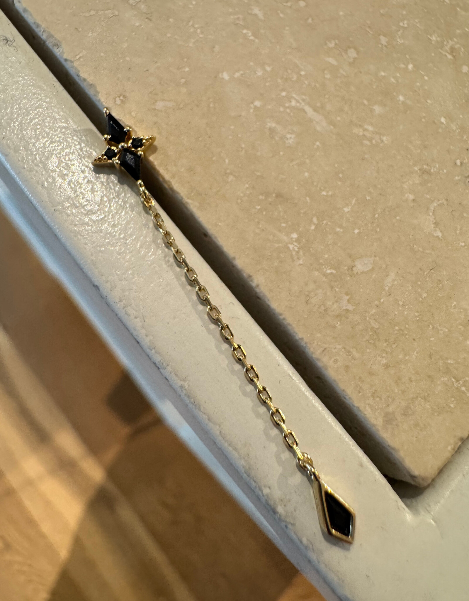 Bobby Rose Cross Long Chain Black Gold