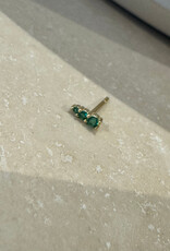 Bobby Rose 3 Stones Stud Green Gold