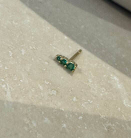 Bobby Rose 3 Stones Stud Green Gold