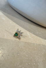 Bobby Rose Flower Green White Stud Gold