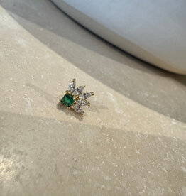 Bobby Rose Flower Green White Stud Gold