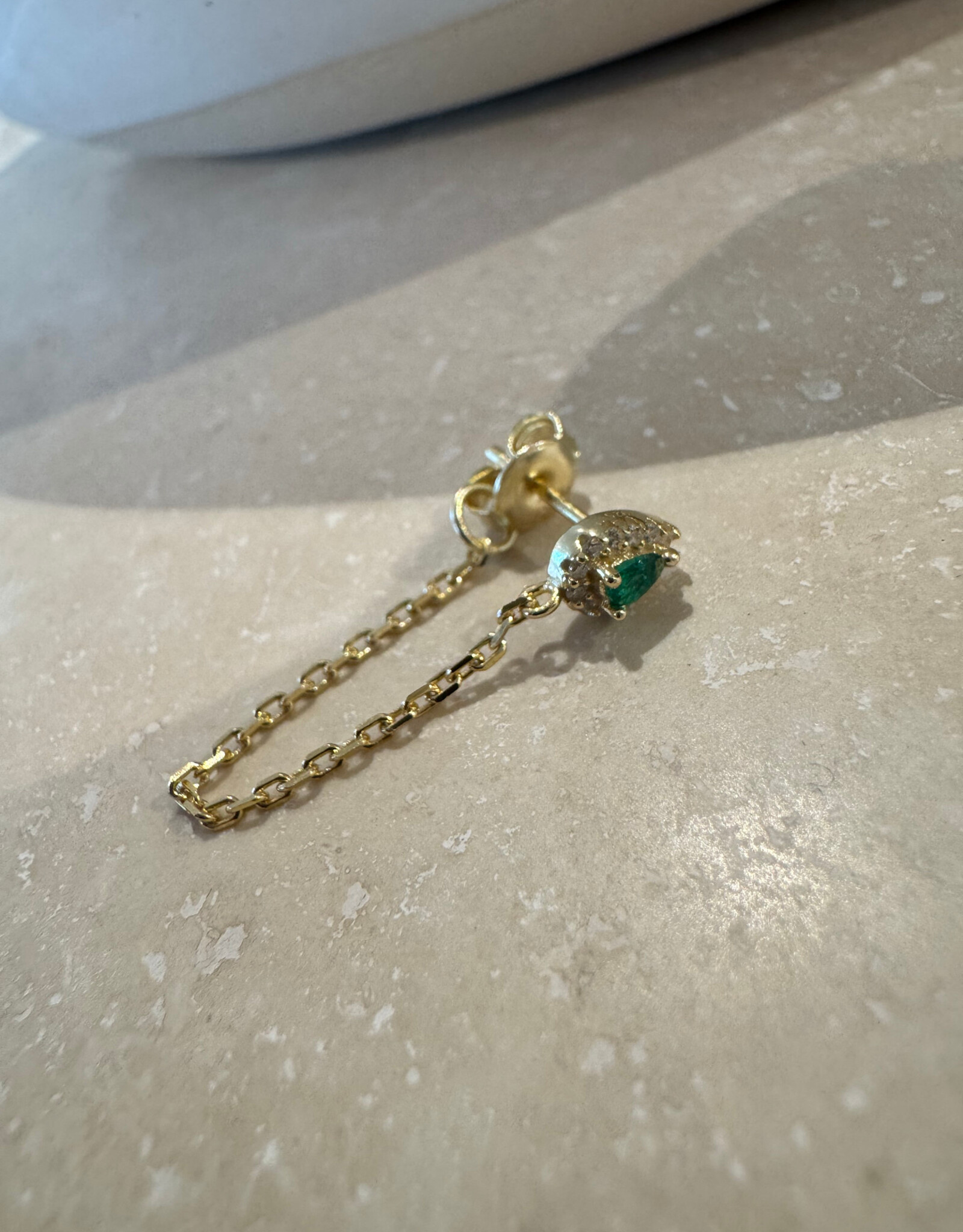 Bobby Rose Chain Green White Stud Gold