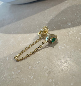 Bobby Rose Chain Green White Stud Gold