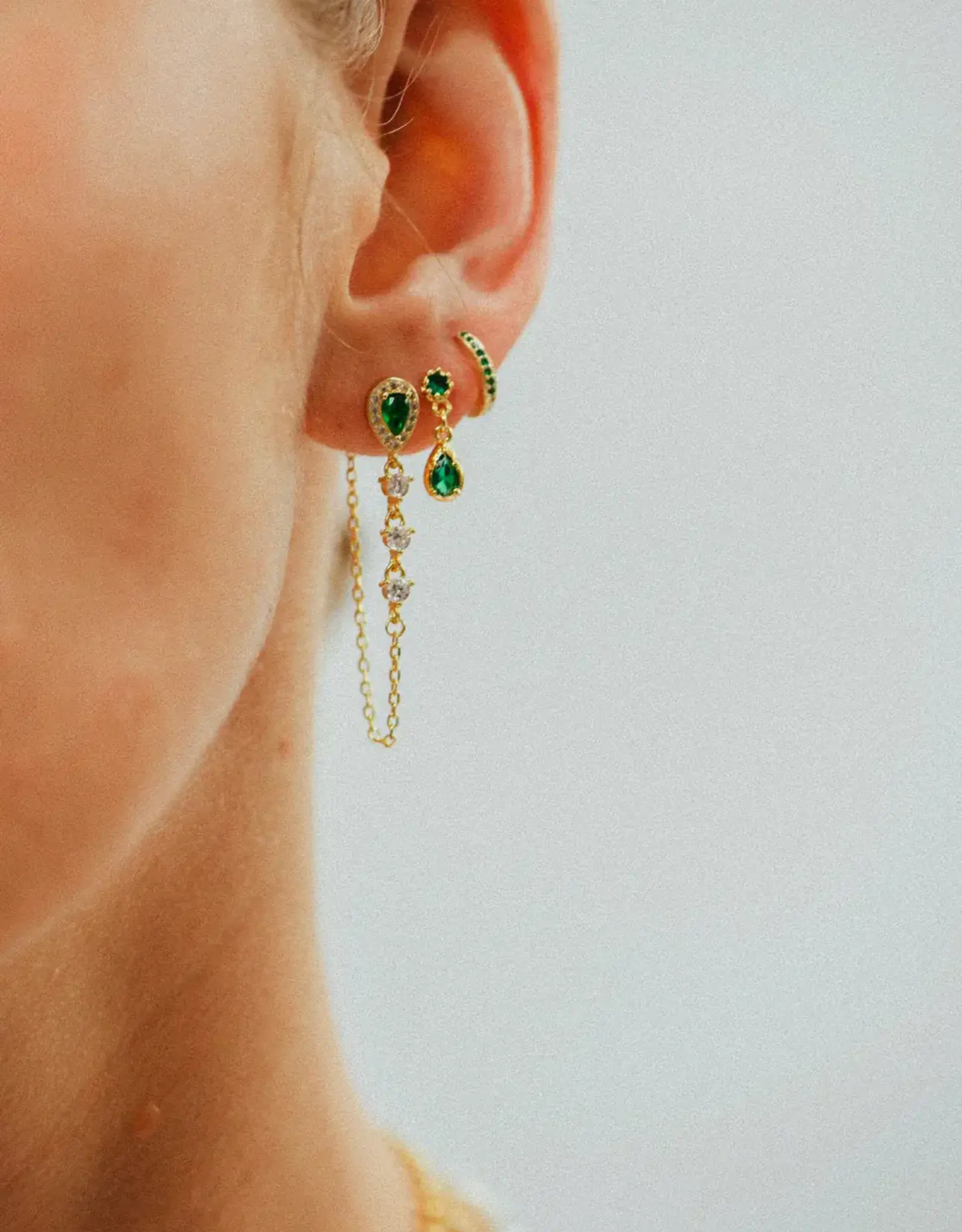 Bobby Rose Classic Hoop Green Small Gold