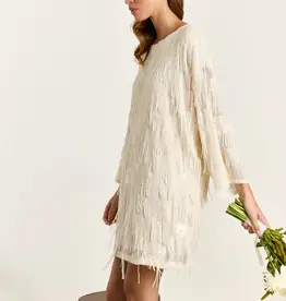 Studio Clique Violet Sequin Fringe Dress Cream