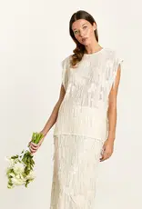Studio Clique Ada Sequin Fringe Top Cream