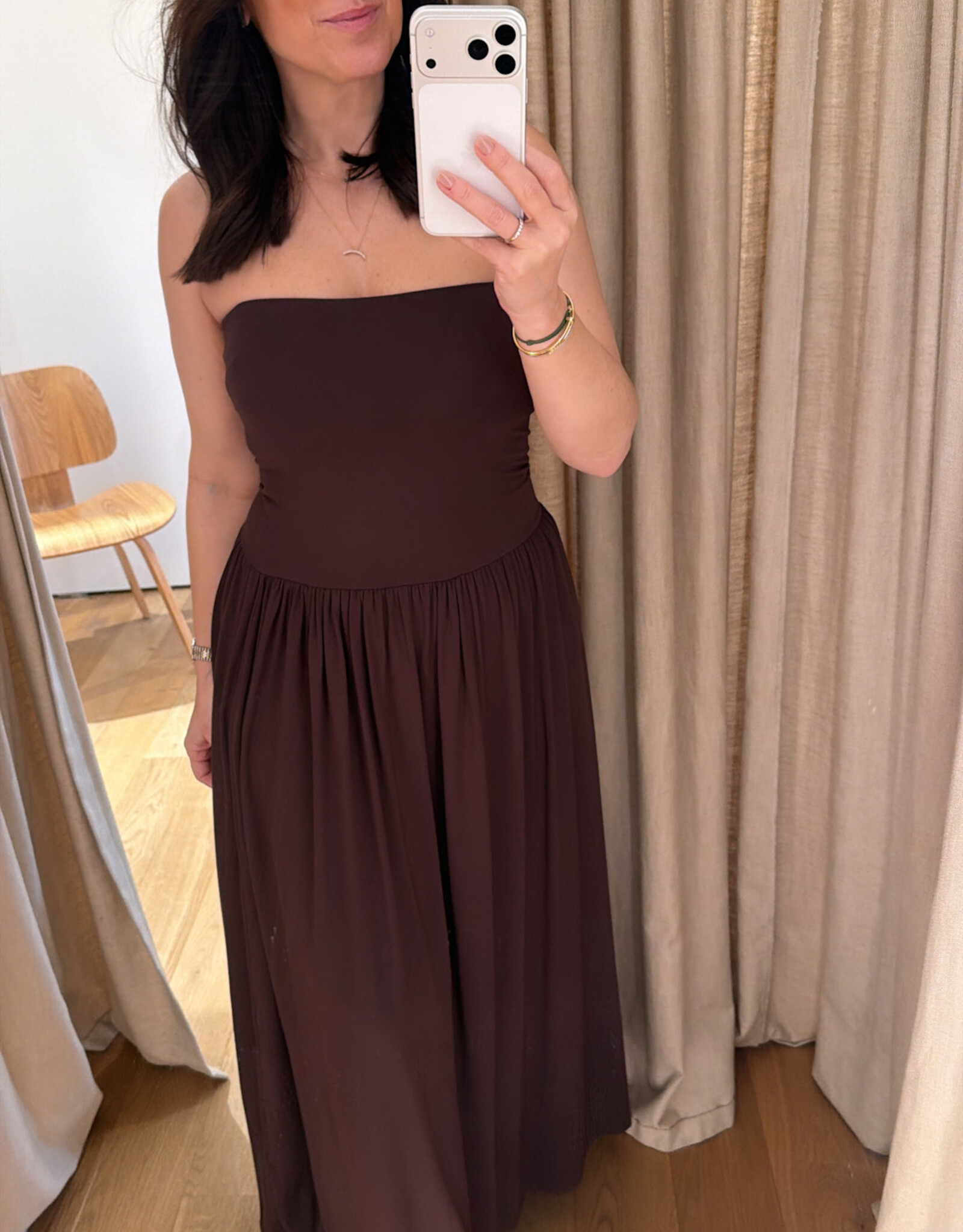 Viveh Petunia Coffee Skirt Dress