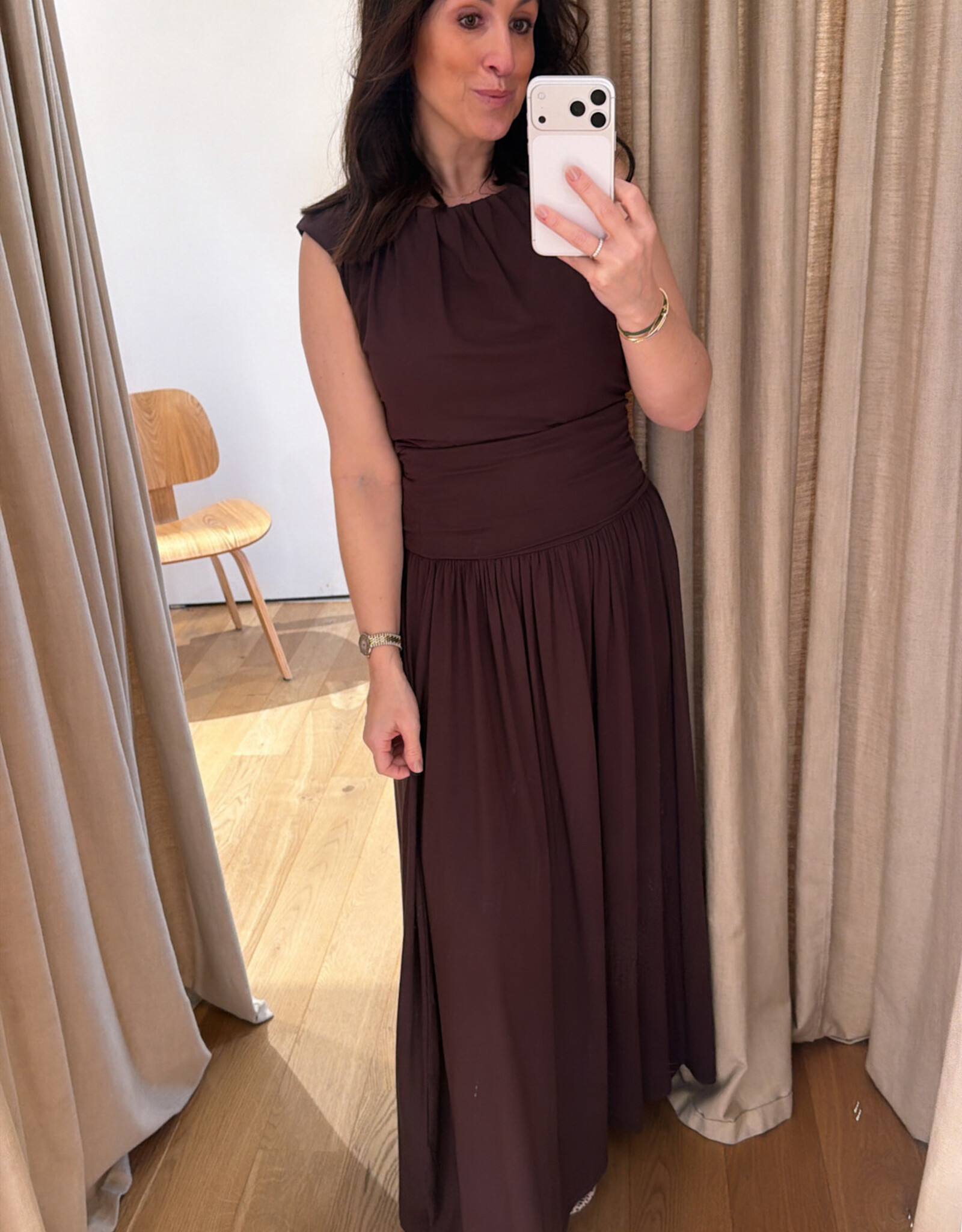 Viveh Petunia Coffee Skirt Dress