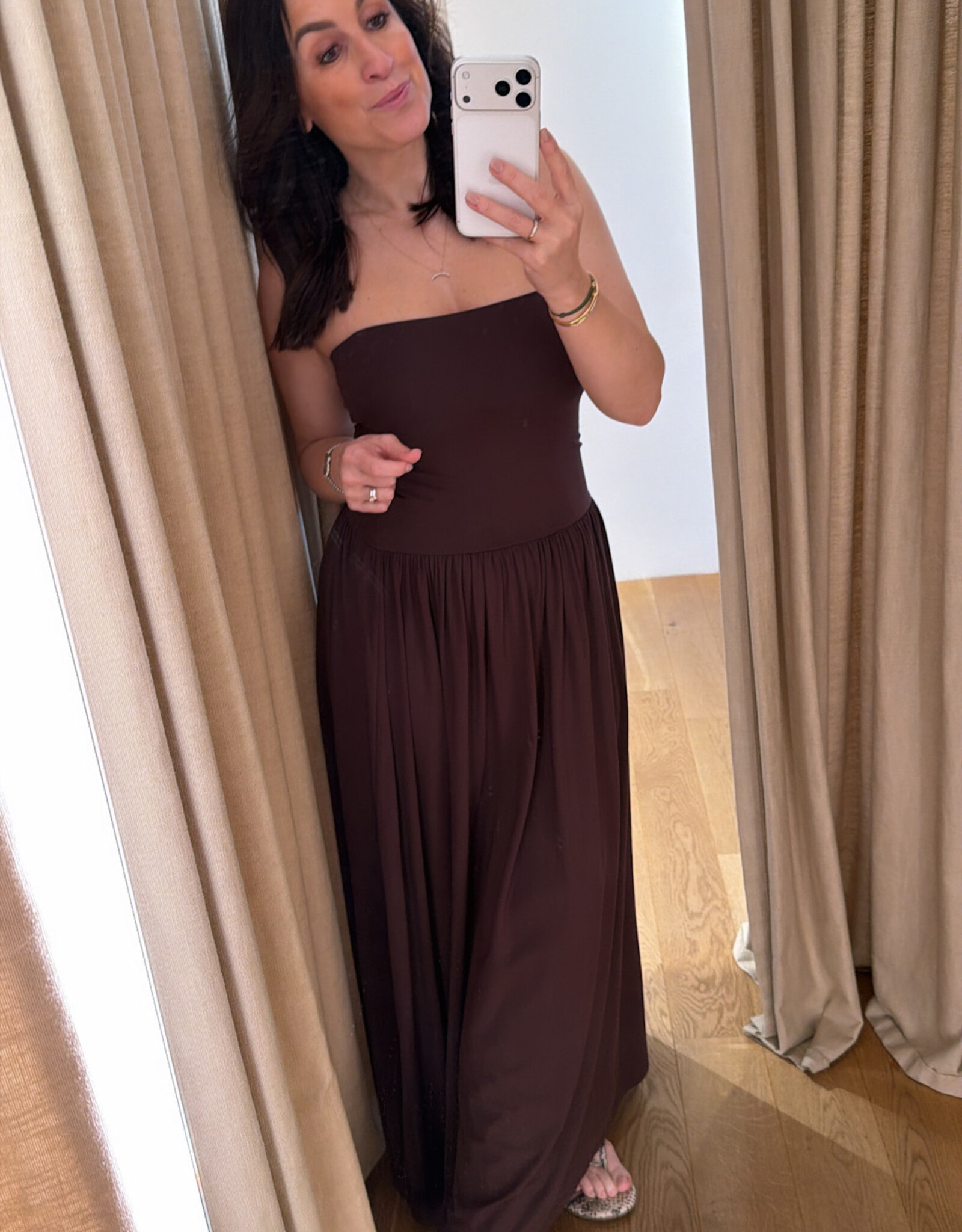 Viveh Petunia Coffee Skirt Dress