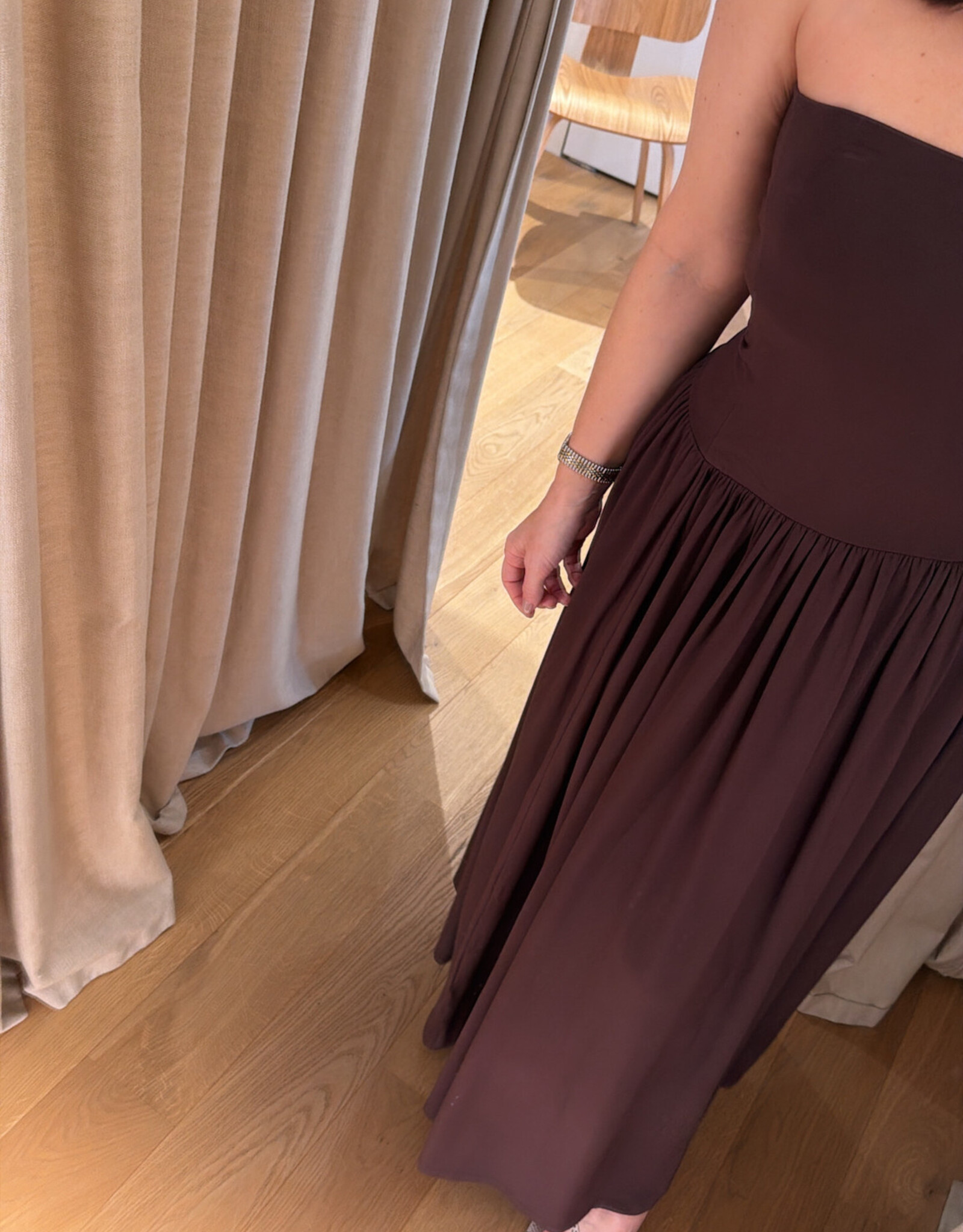 Viveh Petunia Coffee Skirt Dress