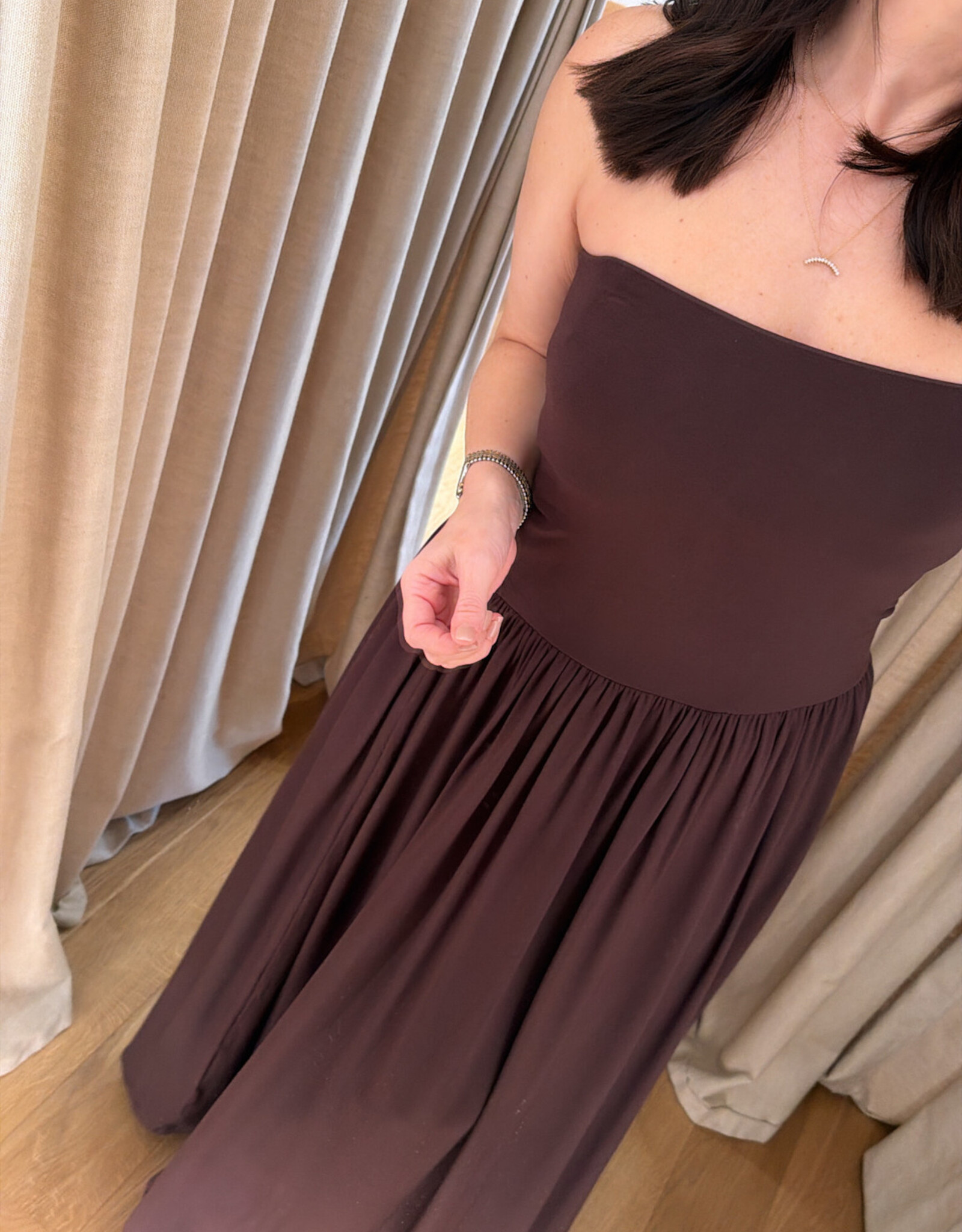 Viveh Petunia Coffee Skirt Dress