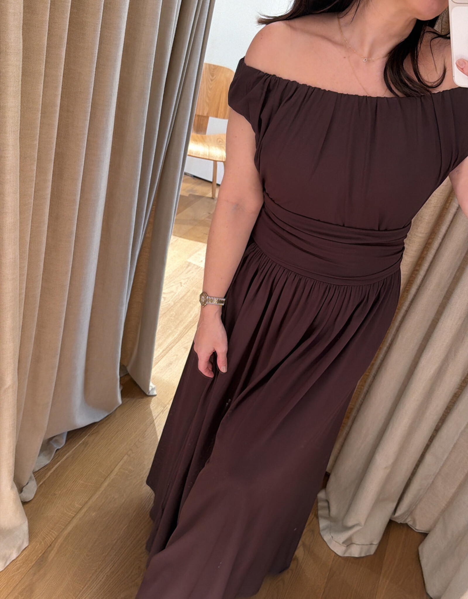 Viveh Petunia Coffee Skirt Dress