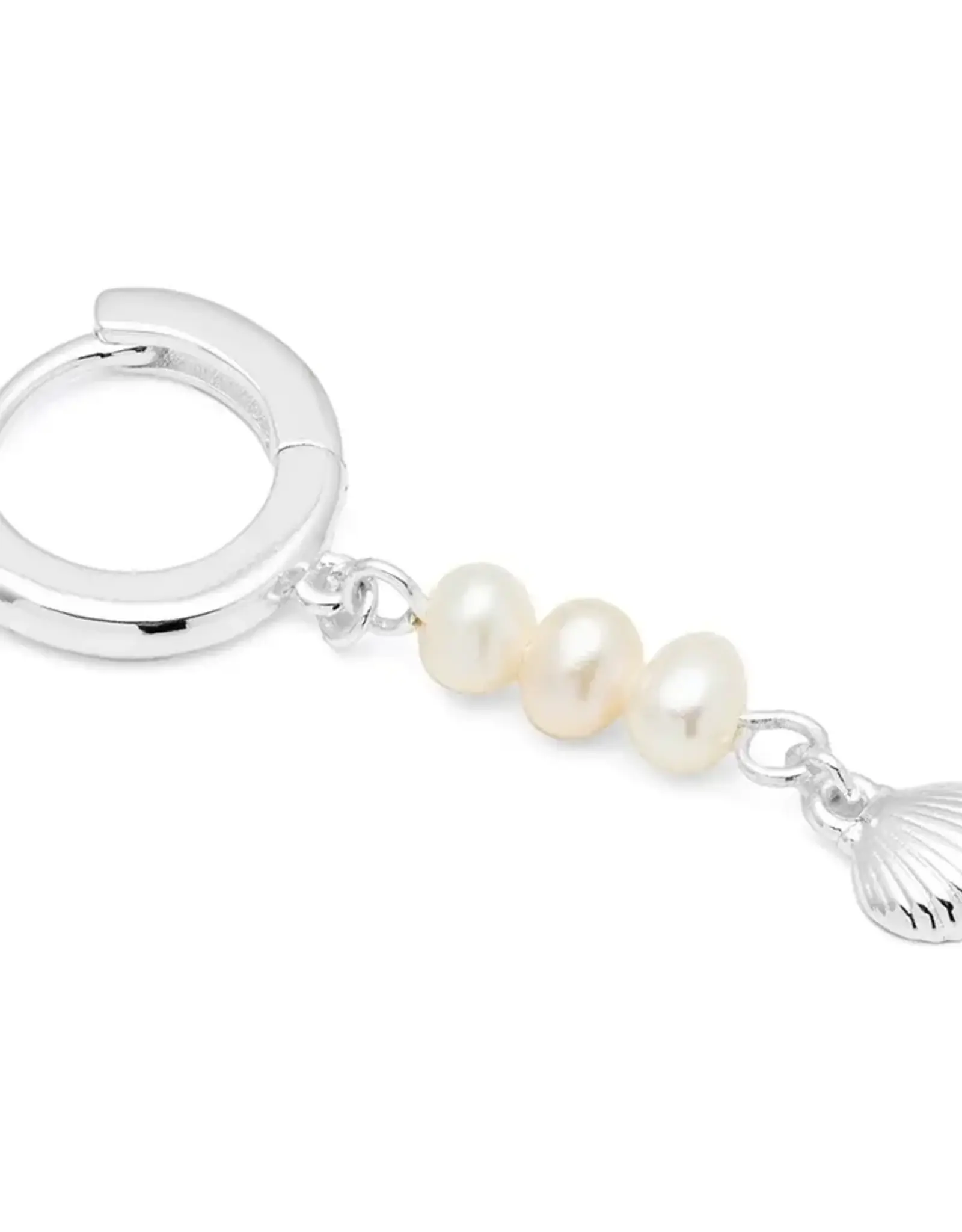 Lulu Beach Shell & Pearls Hoop Silver