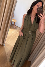 Isabelle Blanche Shirt Belt Dress Kaki