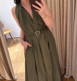 Isabelle Blanche Shirt Belt Dress Kaki