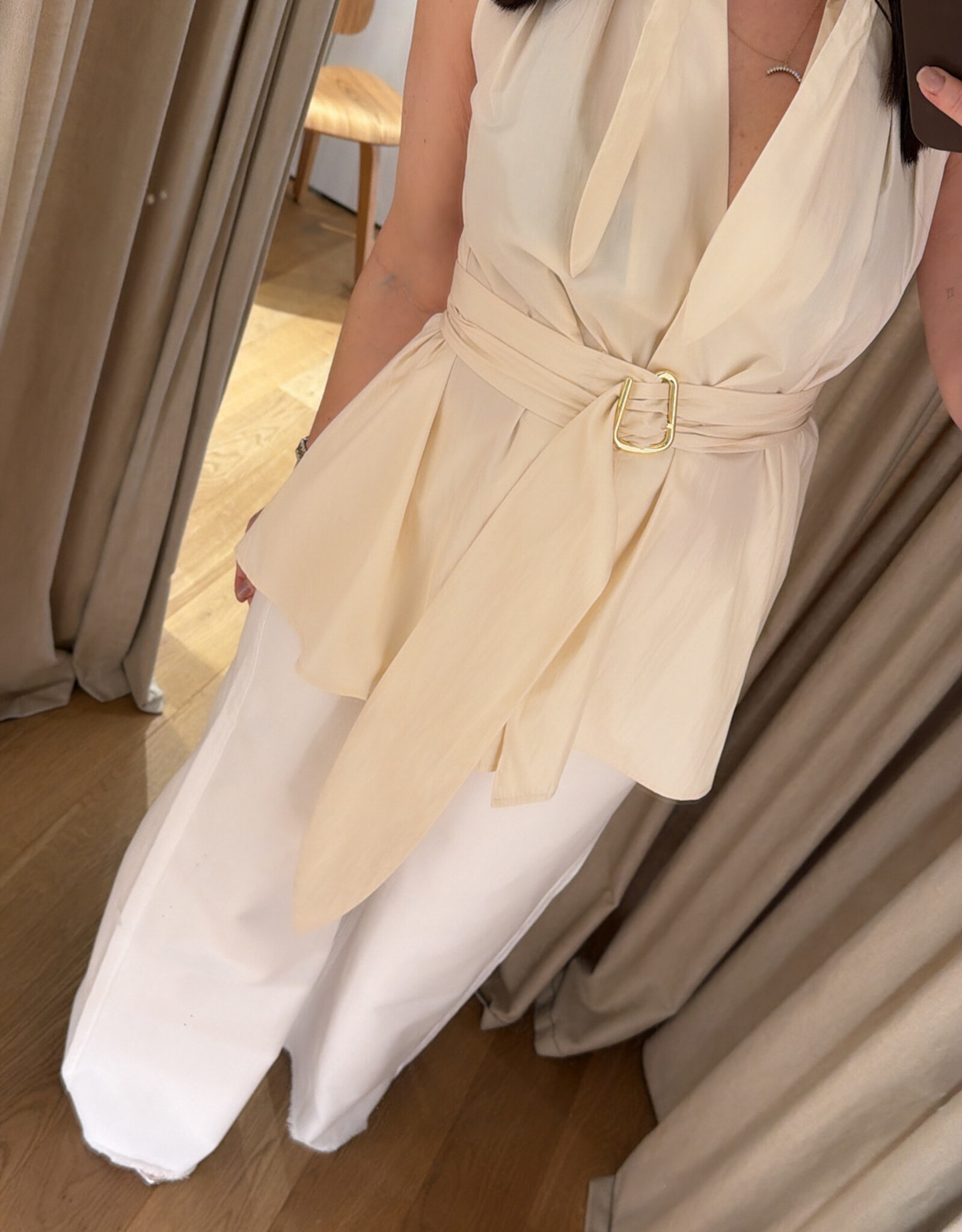 Isabelle Blanche Blouse Belt Ivory