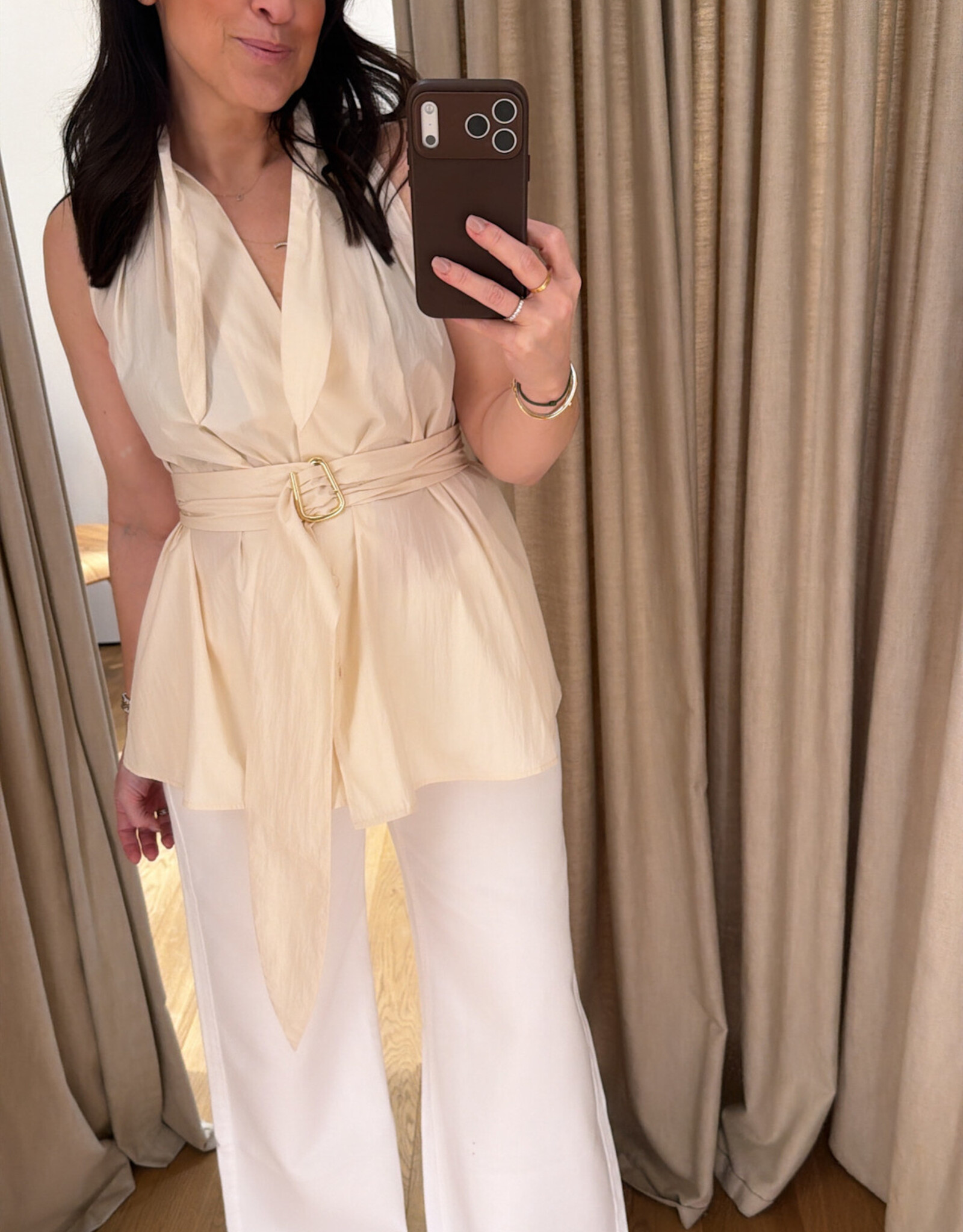 Isabelle Blanche Blouse Belt Ivory
