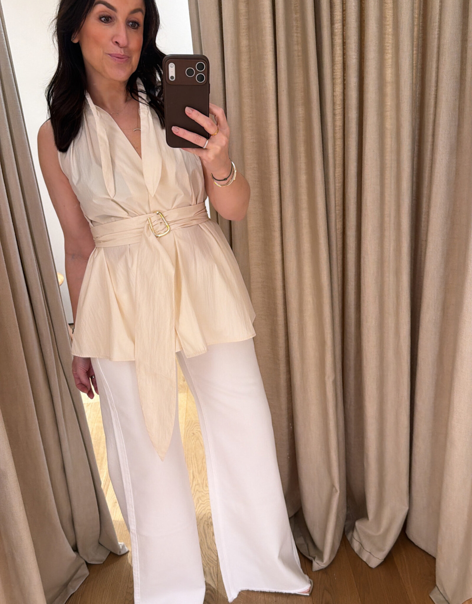 Isabelle Blanche Blouse Belt Ivory