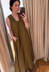 Christian Aks Samantha Cotton Dress Khaki