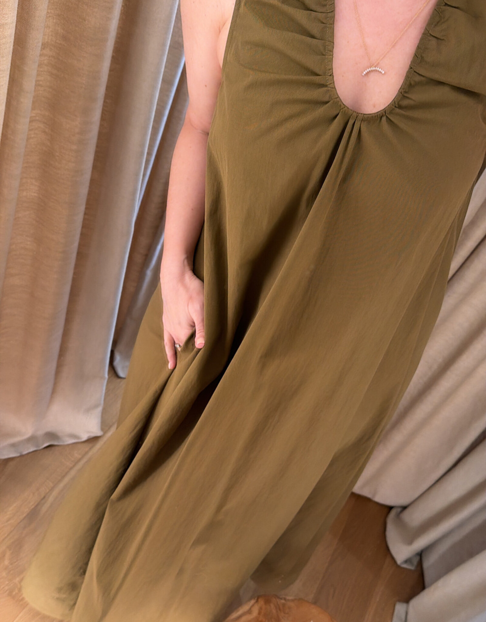 Christian Aks Samantha Cotton Dress Khaki