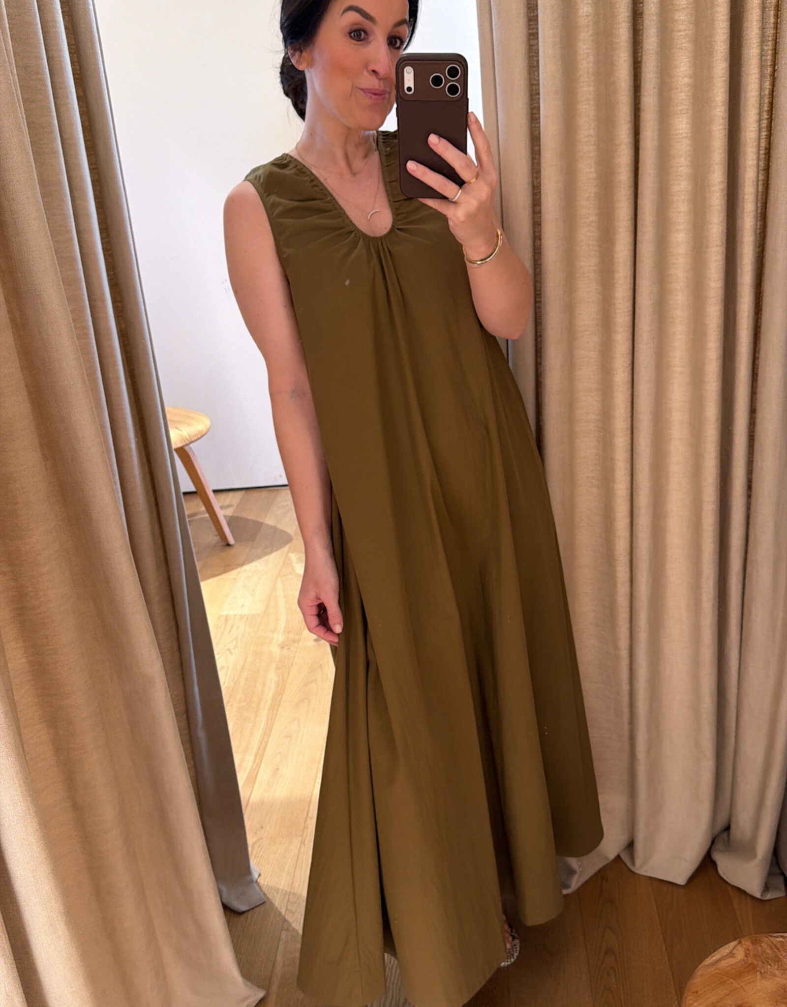 Christian Aks Samantha Cotton Dress Khaki